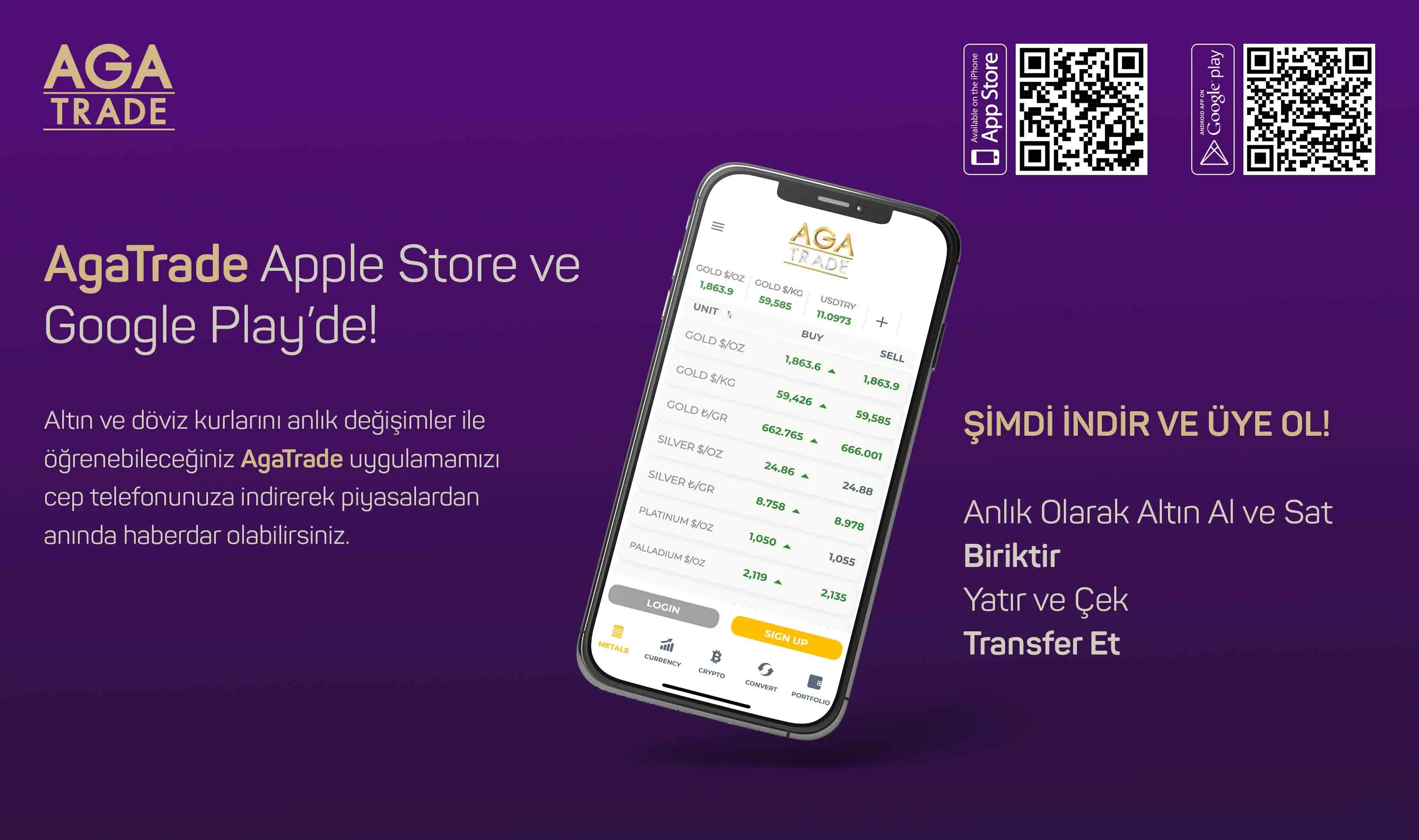 AgaTrade Apple Store ve Google Play'de!